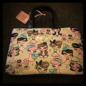 Retro dolls print iPad or toiletries travel bag